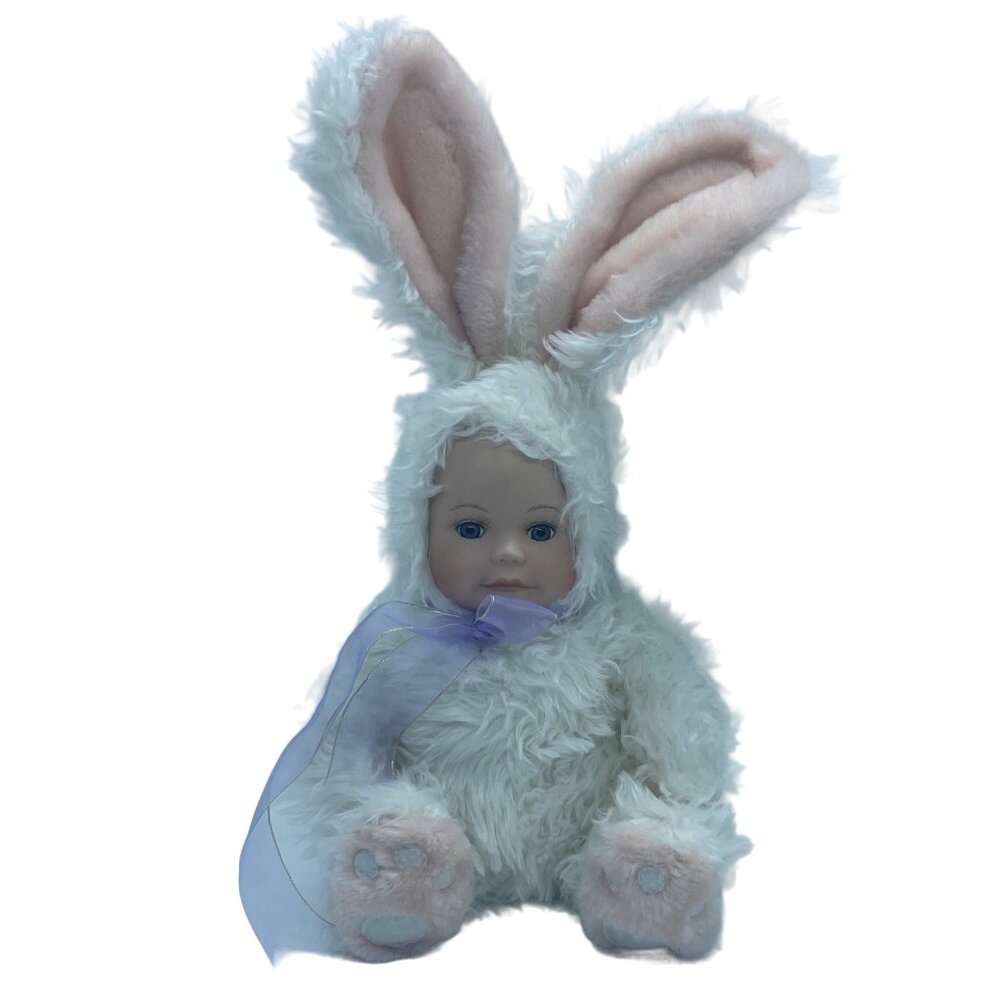 Vtg‎ Cuddle Kids 2003 Realistic Porcelain Face Doll Bunny Costume Gepeddo
